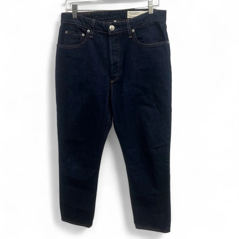 Rag & Bone Mom High Rise Tapered Denim Button Fly Crop Dark Wash Jeans Size 29